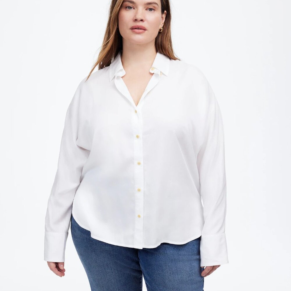 NWT Madewell Dolman Button Up Shirt White Womens 2X Minimalist Classic